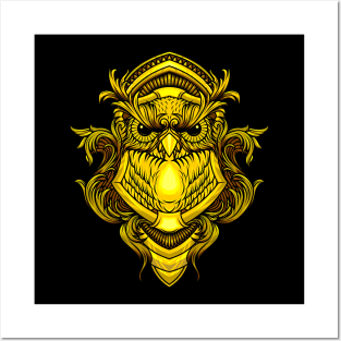 Gold Owl Design Posters and Art